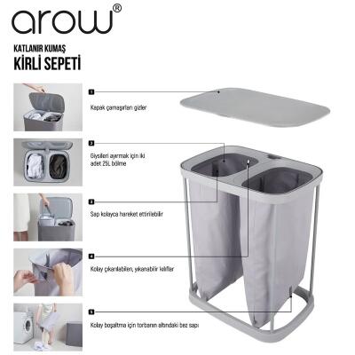 Arow Garb Katlanır Kumaş Kirli Sepeti 50 Litre - 7