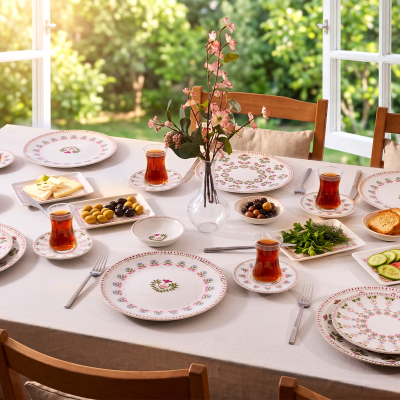 Aryıldız Ivy Pink 32 Parça 6 Kişilik Kahvaltı Takımı - 1