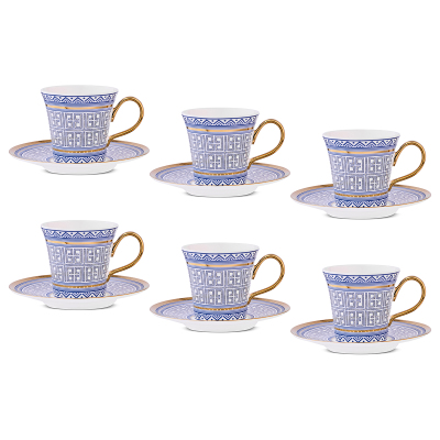 Aryıldız Kingham 12 Parça 6 Kişilik Kahve Fincan Takımı Mavi 90 ml - 5