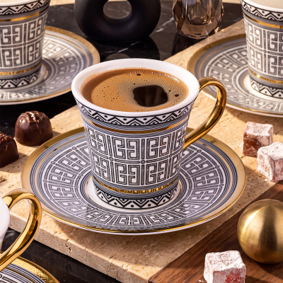 Aryıldız Kingham 12 Parça 6 Kişilik Kahve Fincan Takımı Siyah 90 ml - 3