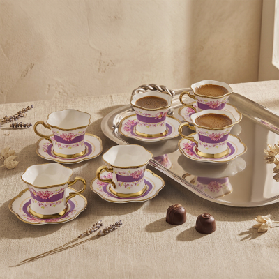 Aryıldız Lal 6 Kişilik 12 Parça Kahve Fincan Takımı Mor 90 ml - 1