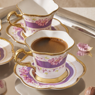 Aryıldız Lal 6 Kişilik 12 Parça Kahve Fincan Takımı Mor 90 ml - 3