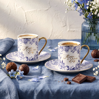 Aryıldız Lavanya Blue 4 Parça 2 Kişilik Kahve Fincan Takımı 90 ml - 1