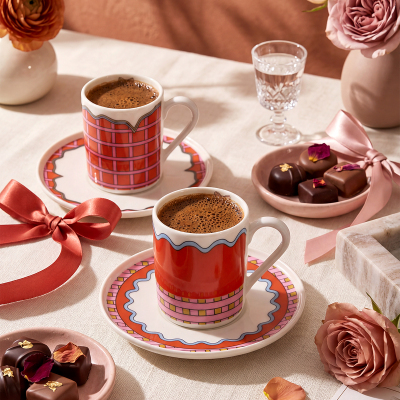 Aryıldız Lura 4 Parça 2 Kişilik Kahve Fincan Takımı Turuncu 90 ml - 1