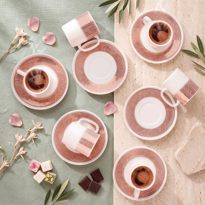 Aryıldız Nova 12 Parça 6 Kişilik Kahve Fincan Takımı Pembe 90 ml - 3