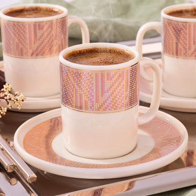 Aryıldız Nova 12 Parça 6 Kişilik Kahve Fincan Takımı Pembe 90 ml - 4