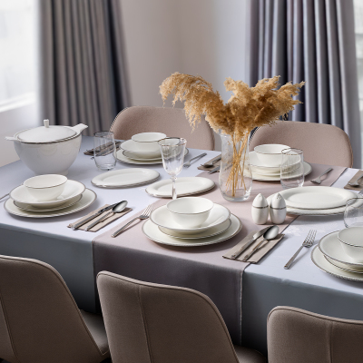 Evaliza Buckingham Platin 60 Parça 12 Kişilik Yemek Takımı - 1