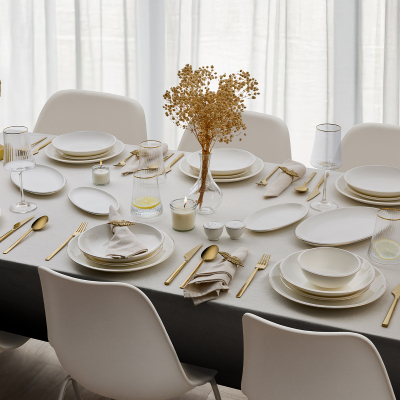 Evaliza Elegant Gold 30 Parça 6 Kişilik Yemek Takımı - 1
