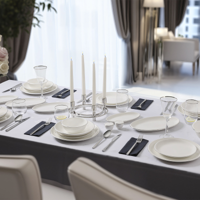 Evaliza Elegant Platin 32 Parça 6 Kişilik Yemek Takımı - 1