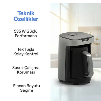 Fakir Kaave Mono Otomatik Türk Kahve Makinesi Gri - 3