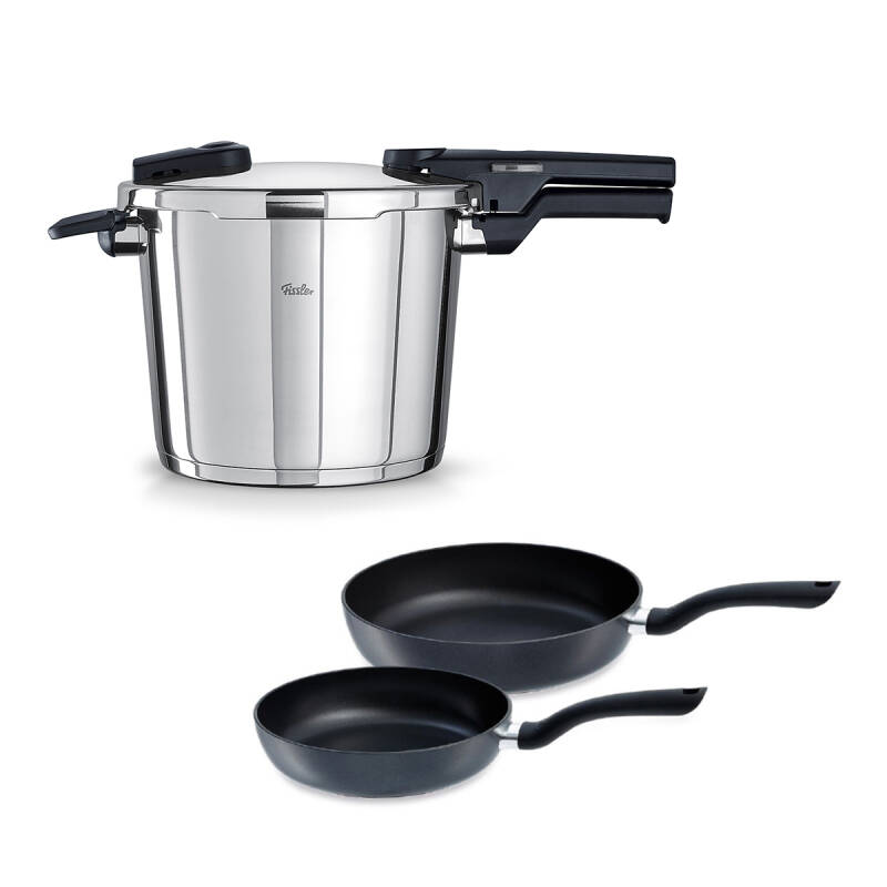 Fissler Vitaquick Glossy 6 Litre Düdüklü Tencere + Tava Set - 1