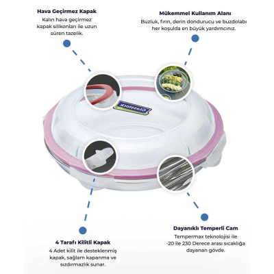 Glasslock Yuvarlak Plus Cam Saklama Kabı 800 ml - 4