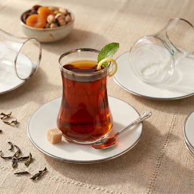 Koleksiyon Dervish Platin 6 Kişilik 12 Parça Çay Takımı - 1