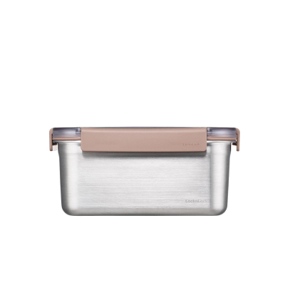 LocknLock Paslanmaz Çelik Fırın & Saklama Kabı Kare Kilitli 1.3 Litre Kahverengi - 1