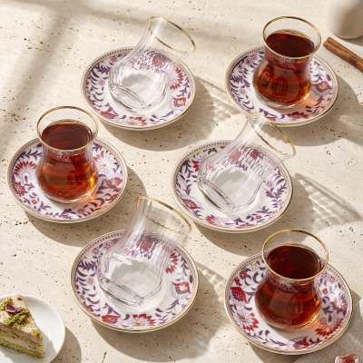 Sandro Moreno 1898 Mistik Gold Optik 12 Parça 6 Kişilik Çay Seti 150 ml - 1
