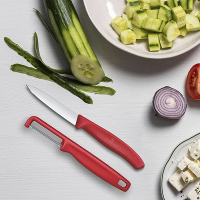 Victorinox Soyma Bıçak + Soyacak Seti Kırmızı - 1