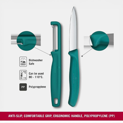 Victorinox Swiss Classic Soyma Bıçak + Soyacak Seti Yeşil - 2